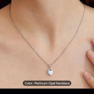 Sterling silver heart-shaped opal necklace
